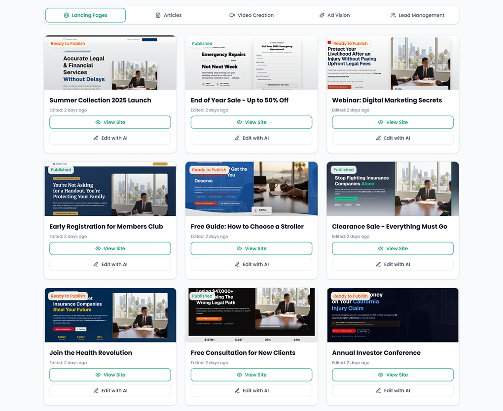 Get Up To 30 Landing Pages